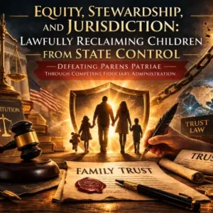 Equity, Stewardship, and Jurisdiction:  Lawfully Reclaiming Children from State Control: Subtitle: Defeating Parens Patriae Through Competent Fiduciary Administration