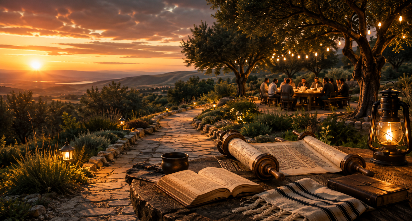 Walking the Covenant gathering with Scripture, fellowship and a path at sunset